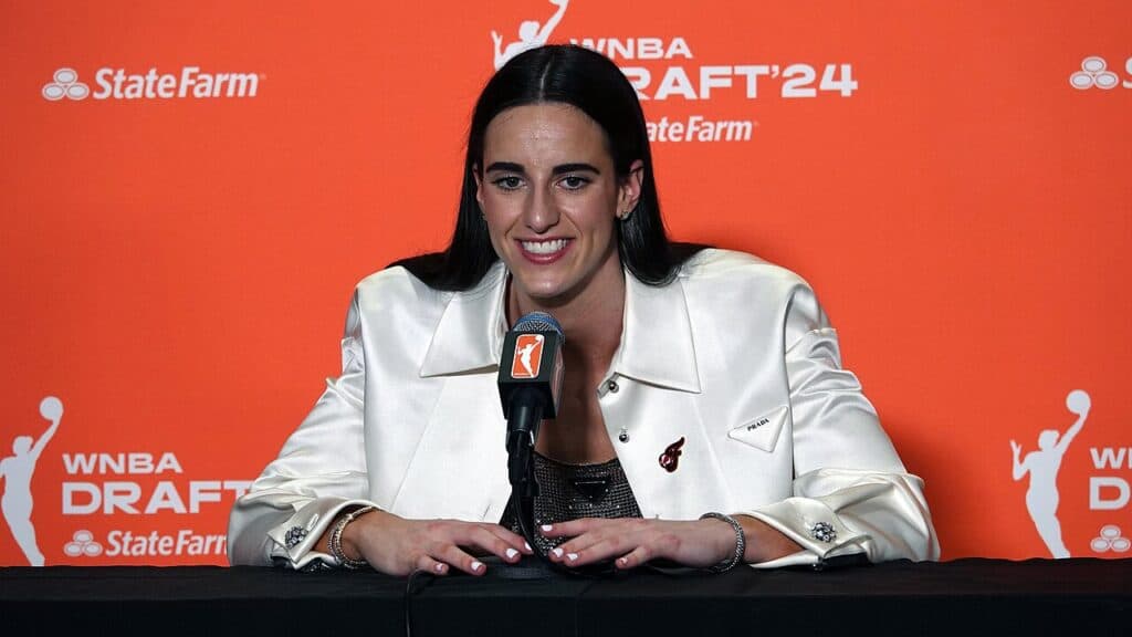 Press conference moments after being selected first in the 2024 WNBA Draft